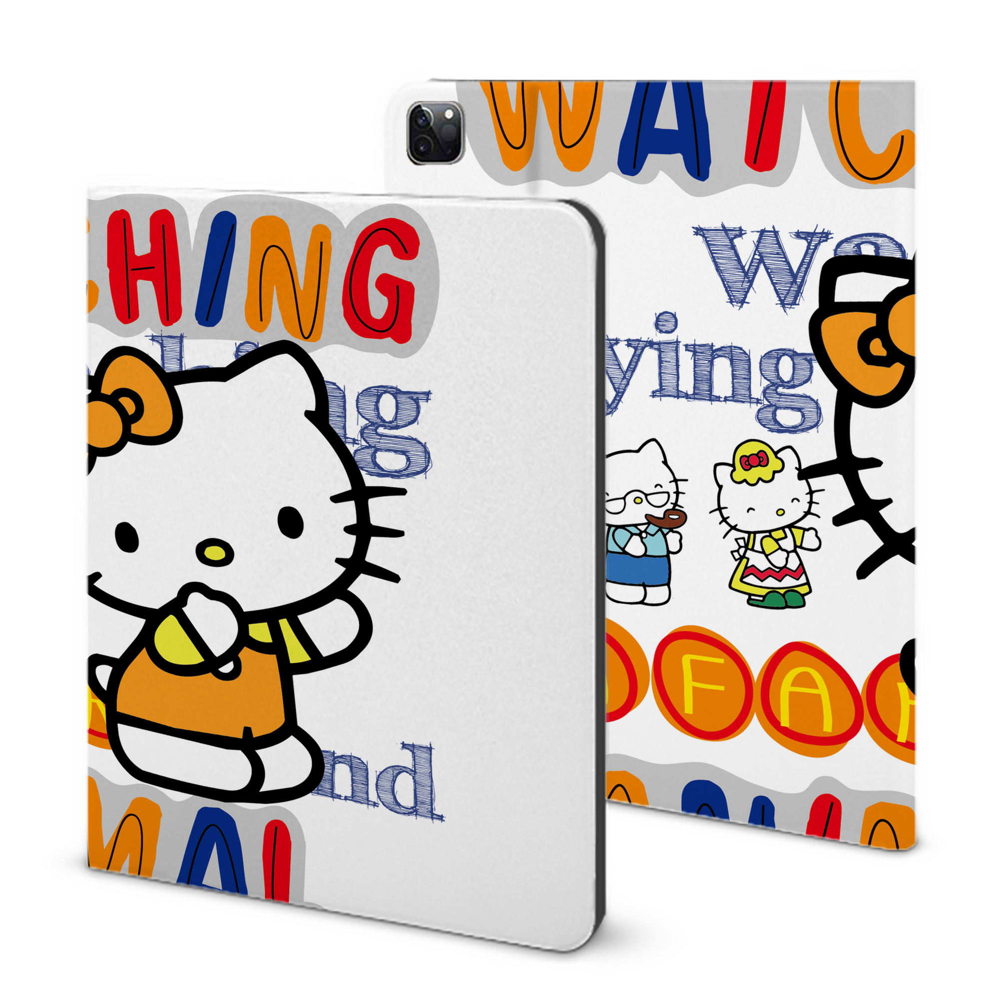 （画像用） Hello Kitty ハローキティ IPad ケース ブック型 PUレザー TPU 耐衝撃 軽量 薄型 ペン収納なし 全面保護 IPad 各モデル対応